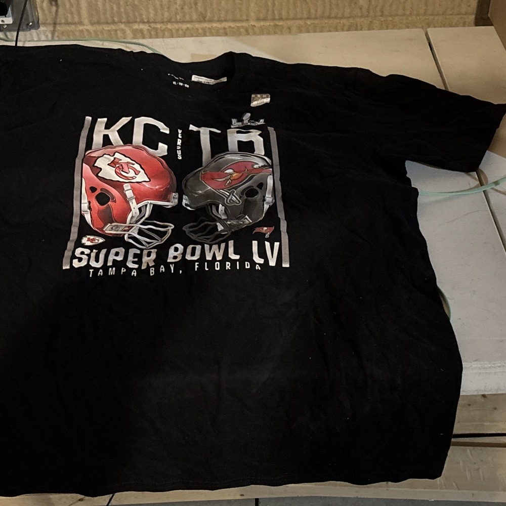 Super Bowl LV 55 Shirt Black XL Kansas City Chiefs Tampa Bay Buccaneers Fanatics - Picture 4 of 4
